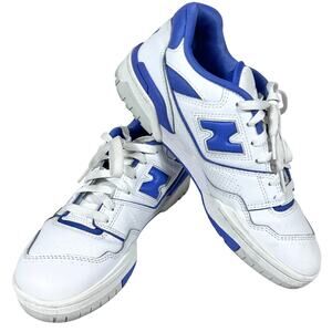 New Balance 550 Sneaker Shoes Women 9 Men 7.5 White Blue #BBW550WB Used in Box